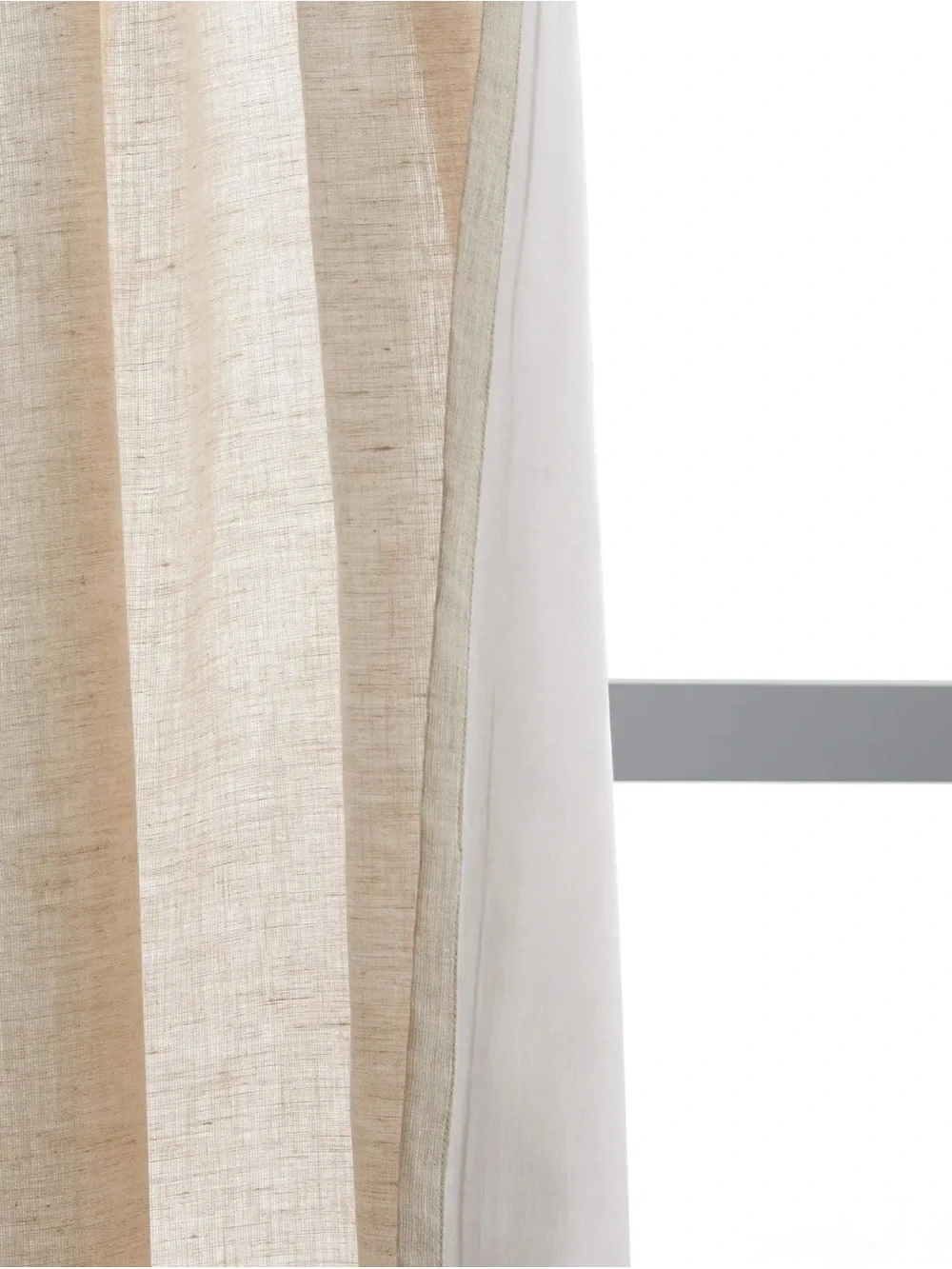 NWOT European Linen Sheer Curtain Set in Flax 48x108 - Retail is 204